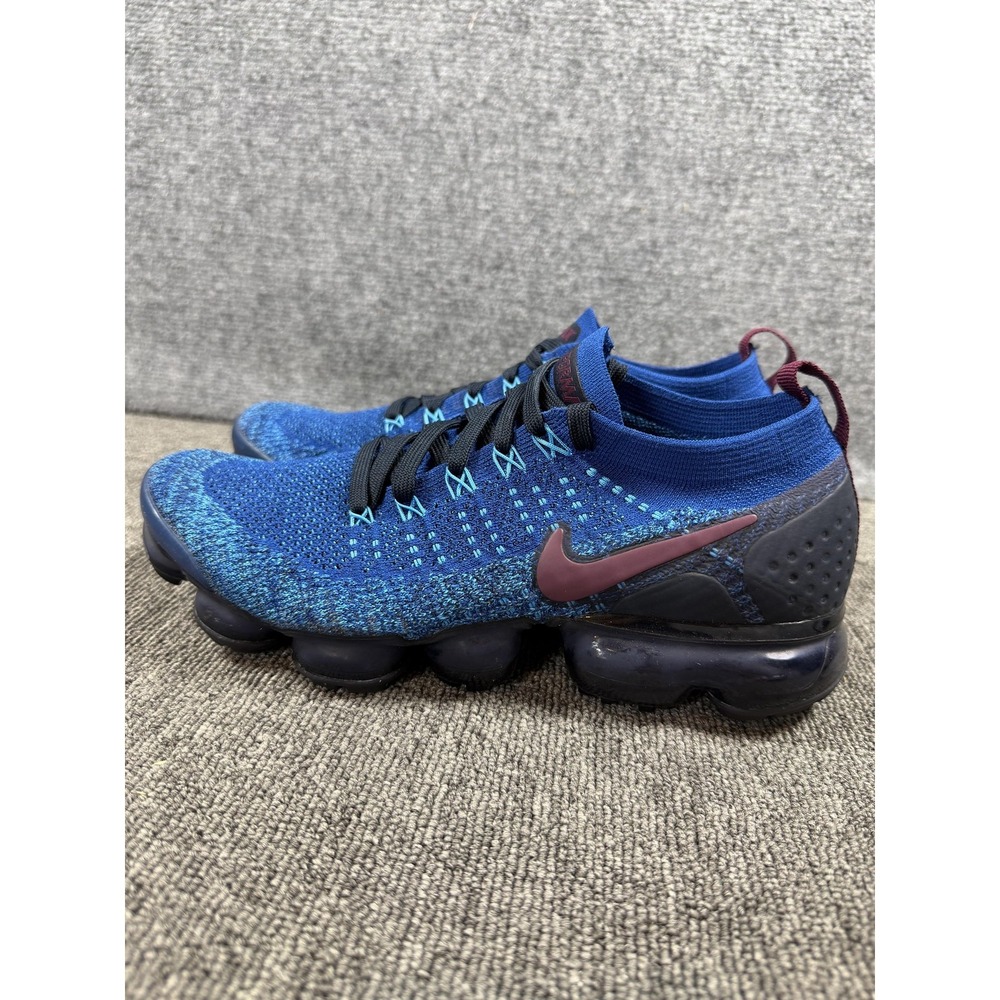 Nike Air VaporMax Flyknit 2 Shoes Mens 8 Blue Maroon Sneakers 942842-401 - Picture 7 of 14